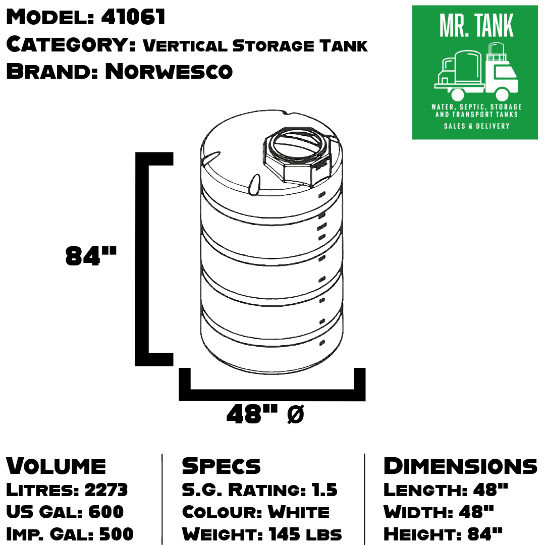41061 - 500 Imperial Gallon Vertical Storage Tank-image