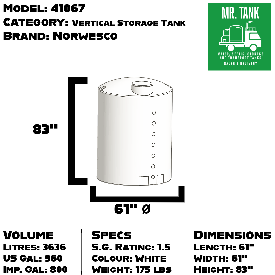 41067 - 800 Imperial Gallon Vertical Storage Tank-image