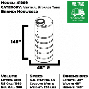 41069 - 900 Imperial Gallon Vertical Storage Tank-image