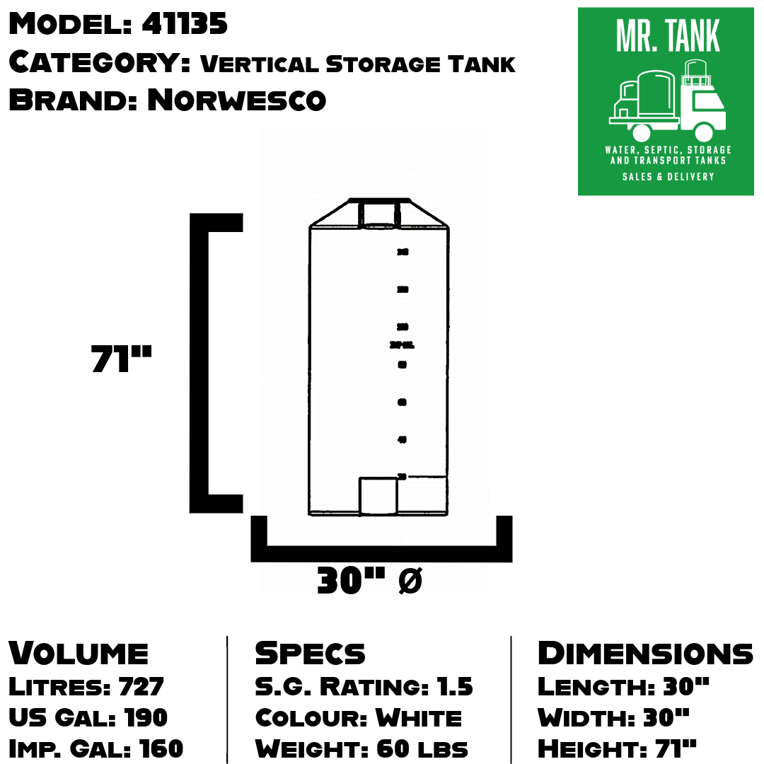 41135 - 160 Imperial Gallon Vertical Storage Tank-image