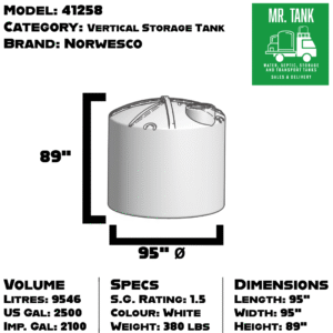 41258 - 2100 Imperial Gallon Vertical Storage Tank-image