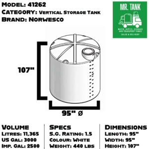 41262 - 2500 Imperial Gallon Vertical Storage Tank-image