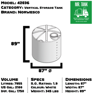 42036 - 1750 Imperial Gallon Vertical Storage Tank HD-image