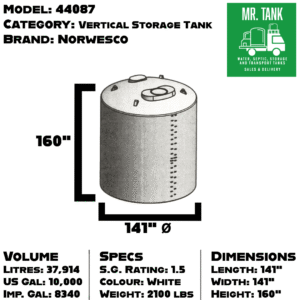 44087 - 8340 Imperial Gallon Vertical Storage Tank-image
