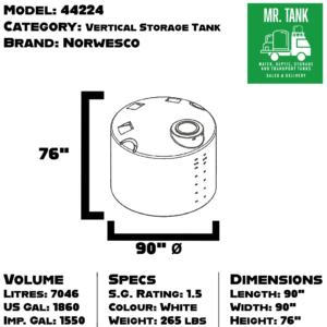 44224 - 1550 Imperial Gallon Vertical Storage Tank-image