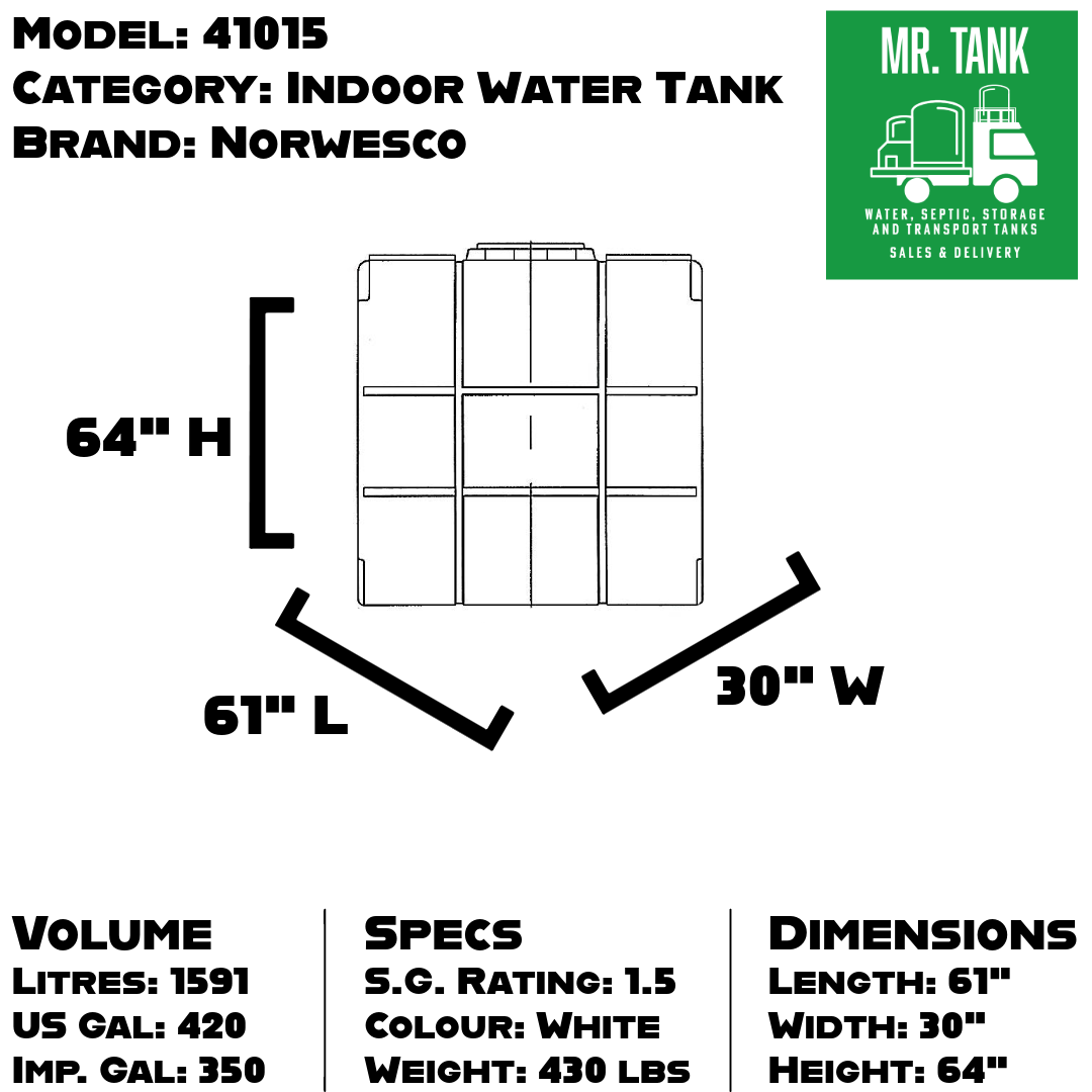 41015 - 350 Imperial Gallon Indoor Freestanding Water Tank-image