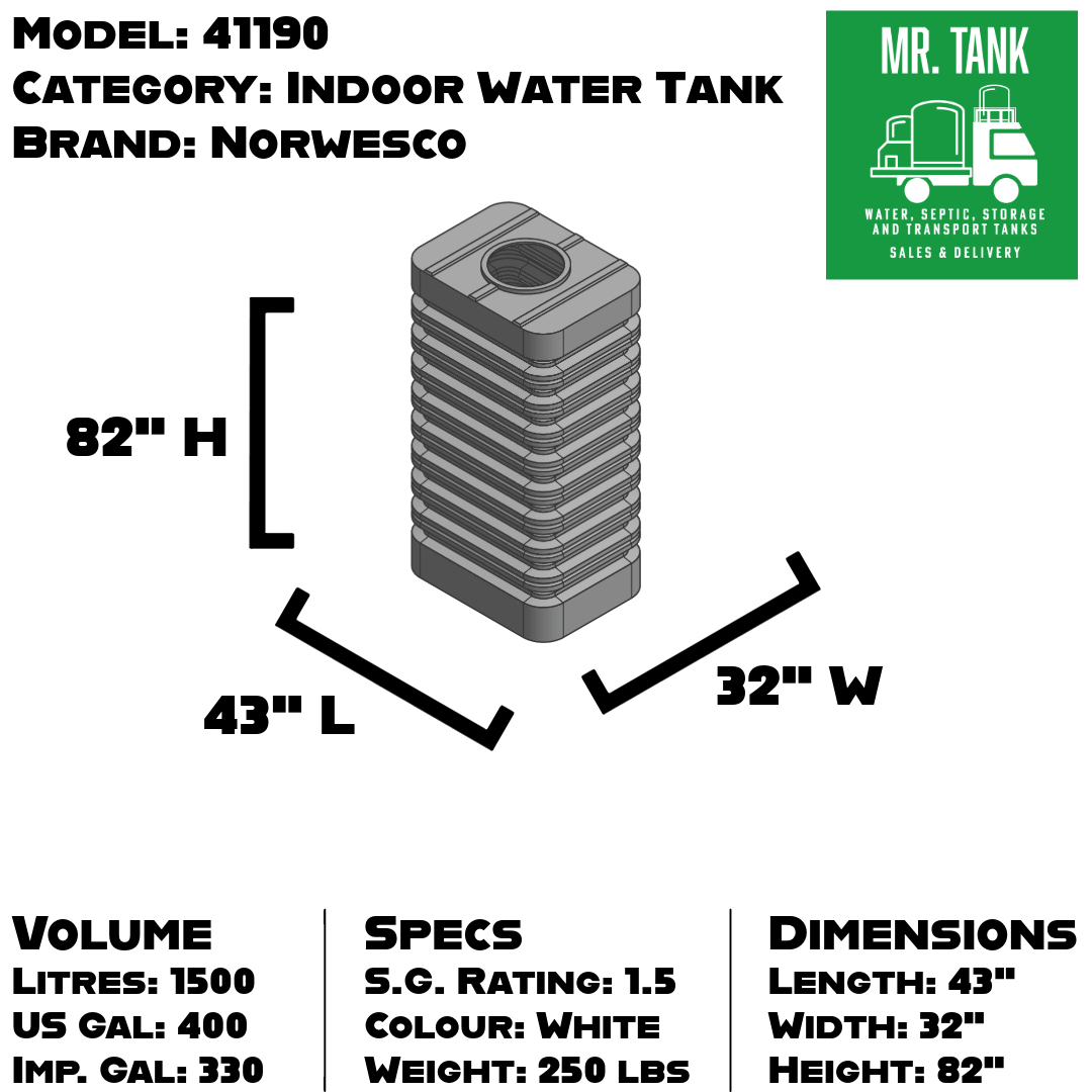 41190 - 330 Imperial Gallon Ribbed Indoor Freestanding Water Tank-image