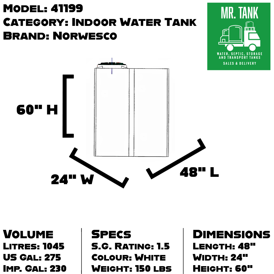 41199 - 230 Imperial Gallon Indoor Freestanding Water Tank-image