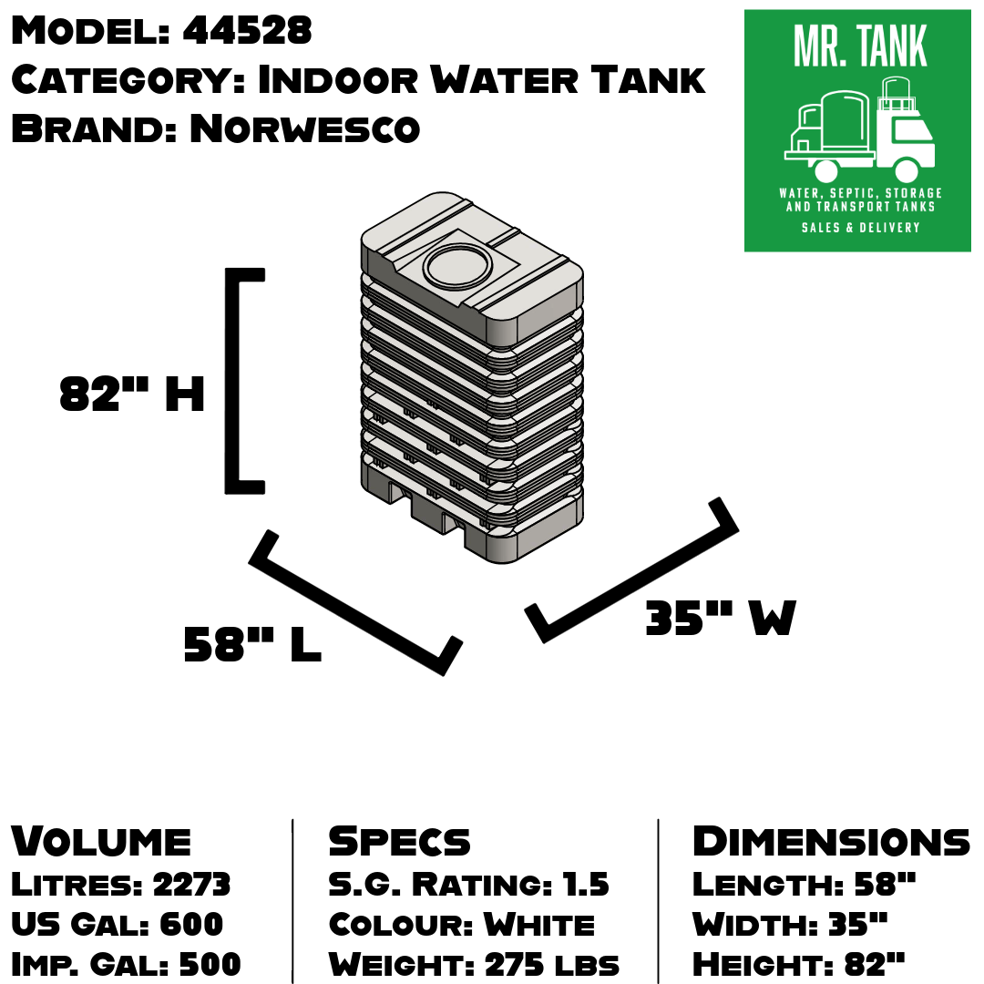 44528 - 500 Imperial Gallon Ribbed Indoor Freestanding Water Tank-image