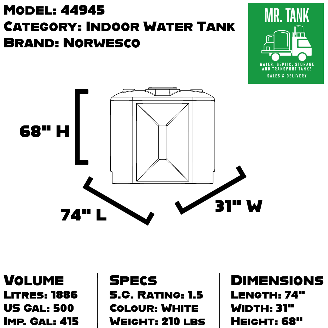 44945 - 415 Imperial Gallon Indoor Freestanding Water Tank-image