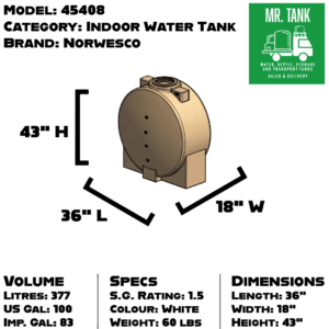 45408 - 83 Imperial Gallon Indoor Freestanding Water Tank-image